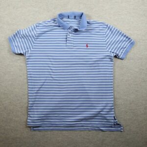 Ralph Lauren Polo Shirt XL Striped Y2K Red Pony Logo Blue White